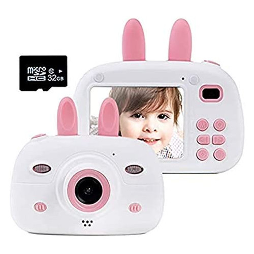 Gmlmes Kids Video Camera Digital Rabbit Camera for Girls Boys Toddlers 3-10 Year Old Birthday Gifts 1080P HD Shockproof Rechargeable Video Recorder Player with 2.4 Inch IPS Screen (Blue)