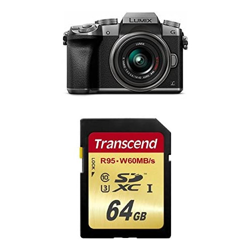 PANASONIC LUMIX G7 4K Mirrorless Camera, with 14-140mm Power O.I.S. Lens, 16 Megapixels, 3 Inch Touch LCD, DMC-G7HK (USA BLACK) with Transcend 64 GB Memory Card