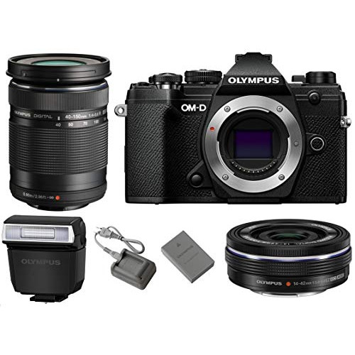 Olympus OM-D E-M5 Mark III Mirrorless Digital Camera Body (Black) + M.Zuiko Digital ED 14-42mm f/3.5-5.6 EZ Lens (Black) + M.Zuiko Digital ED 40-150mm f/4-5.6 R Lens (Black)