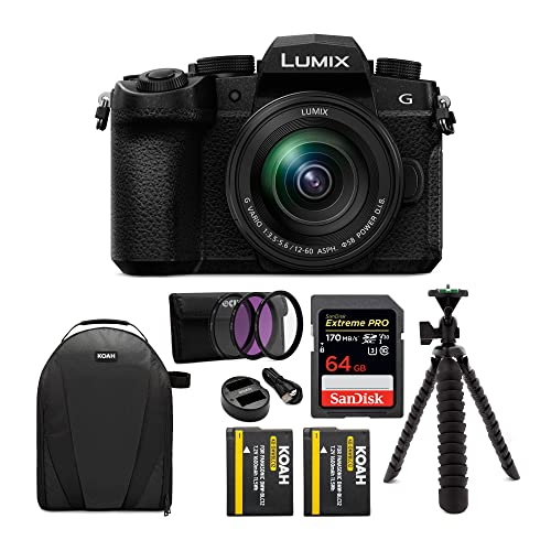 Panasonic LUMIX DC-G95 Mirrorless Digital Camera with 12-60mm Lens Bundle Includes 64GB 170 MB/s Extreme Pro SD Card, Dual Battery & Charger kit, Backpack, 3-pc Filter kit, & 12 Spider Tripod