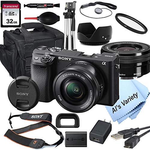 Sony Alpha a6400 Mirrorless Digital Camera with 16-50mm Lens + 32GB Card, Tripod, Case, and More (18pc Bundle)