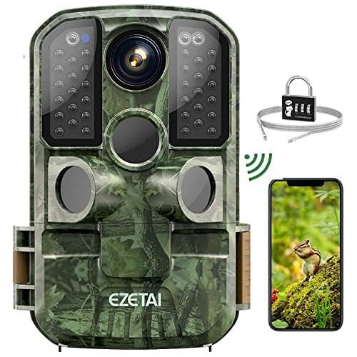 WiFi Trail Camera,EZETAI 24MP Game Cameras,1296P Hunting Motion Cameras with Night Vision Outdoor for Wildlife Monitoring,Deer Camera That Sends Picture to Cell Phone,with Password Lock,WiFi Hotspot