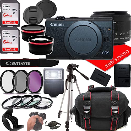 Canon EOS M200 Mirrorless Camera Kit w/EF-M15-45mm and 4K Video + Case + 128GB Memory (25pc Bundle)