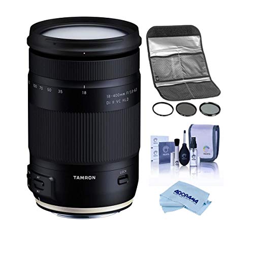 Tamron 18-400mm f/3.5-6.3 Di II VC HLD Lens for Nikon F - Bundle with Hoya 72MM Digital Filter Kit II (UV/CPL/ND8x), Cleaning Kit, Microfiber Cloth