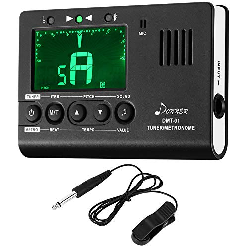 Donner Metronome Tuner for All Instruments - Guitar, Bass, Violin, Ukulele, Trumpet, Chromatic, Clarinet, Flute, 3 in 1 Digital Metronome with Tuner/Metronome/Tone Generator, DMT-01