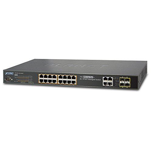 PLANET 16-Port 10/100/1000Mbps 802.3at PoE + 4-Port Gigabit TP / SFP Combo Managed Switch / WGSW-20160HP /