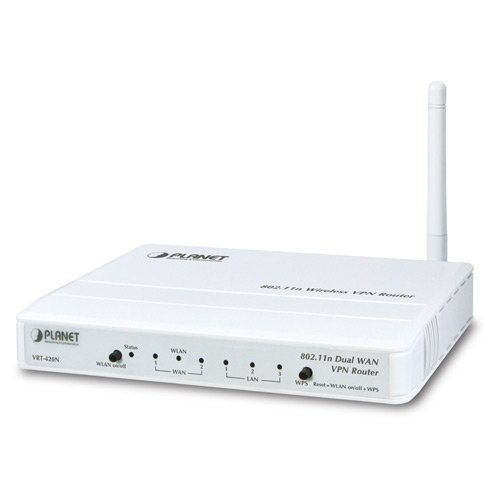 PLANET Technology, VRT-420N, 802.11N WLAN, 2-WAN/Bandwidth-Failover, VPN/Firewall Router with 3-Port 10/100 Switch, Multiple SSID, & WPS, up to 25 Tunnels