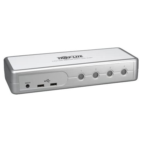 Tripp Lite 4-Port DVI/USB Desktop KVM Switch with Audio & Cables (B004-DUA4-K-R),Silver