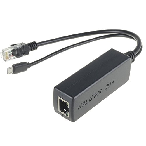 DSLRKIT Active PoE Splitter Power Over Ethernet 48V to 5V 2.4A Micro USB Plug for Raspberry Pi B/B+/2/3