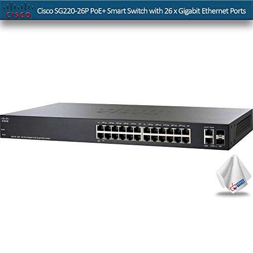 Cisco SG220-26P PoE+ Smart Switch with 26 x Gigabit Ethernet Ports (SG220-26P-K9-NA)