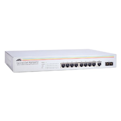 Allied Telesyn AT-FS709FC 8-Port 10/100TX Unmanaged Switch with Single Fixed 100FX (SC) Port