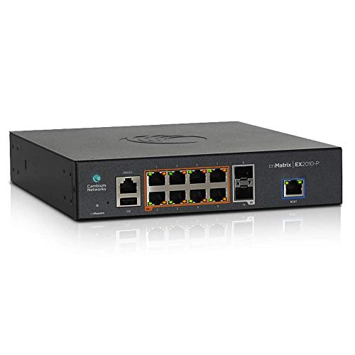 Cambium Networks cnMatrix EX2010-P, Intelligent Ethernet PoE Switch, 8 1G and 2 SFP Fiber Ports (MX-EX2010PxA-U)