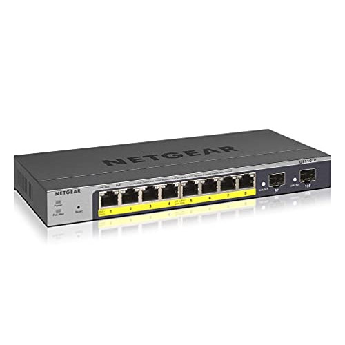 NETGEAR (GS110TPv3) 8-Port Gigabit PoE+ Ethernet Smart Managed Pro Switch with 2 SFP Ports and Cloud Management