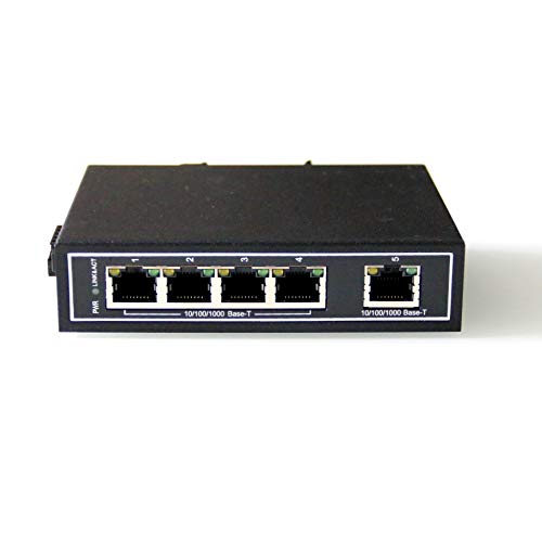 WIWAV WDH-5GT-DC 10/100/1000Mbps Gigabit Unmanaged 5-Port Industrial Ethernet Switches with DIN Rail/Wall-Mount(Fanless,-30℃75℃)