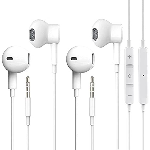 2 Pack Wired Earbuds Headphones, 3.5mm Earphones with Microphone for iPhone Headphones, Noise Isolating Volume Control Stereo Bass, Compatible with iPhone iPad iPod MP3 Android for Computer