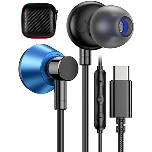 USB C Headphones, USB Type C Earphone Stereo in-Ear Earbuds Hi-Fi Digital DAC Bass Noise Cancelling Headsets with Mic for Galaxy S22 S21 S20+ Ultra Z Flip3 Note20 Pixel iPad Mini 6th Pro 2018 OnePlus