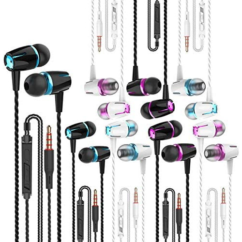VPB Earbud Headphones with Remote & Microphone, in Ear Earphone Stereo Sound Noise Isolating Tangle Free for iOS and Android Smartphones, Laptops (Mixed Color 8 Pairs)