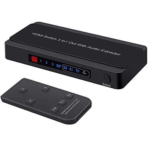 LiNKFOR 4K@60hz HDMI Switch 3 1 Out Ports 오디오 Extractor IR 원격 Support Toslink SPDIF Coaxial RCA 2.0b HDCP 2.2 3D fire 스틱 PS3 PS4