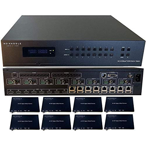 8x16 8x8 HDR 18GBPS HDba 세트 4K Matrix Switcher ARC Downscaling 16x16 8 Receivers HDMI 2.0a 2.0 CAT6 CAT5e HDCP2.2 Routing SPDIF 오디오 CONTROL4 Savant Home Automation