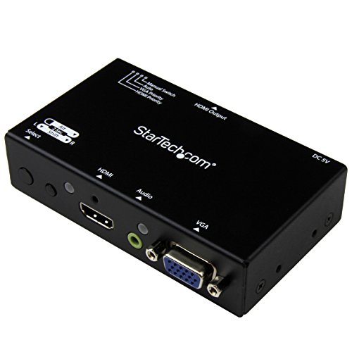 StarTech.com 2x1 VGA + HDMI Switch Selector Box - 1080p 멀티 Video Input Automatic Switcher 2 컴퓨터 1 모니터 Out VS221VGA2HD
