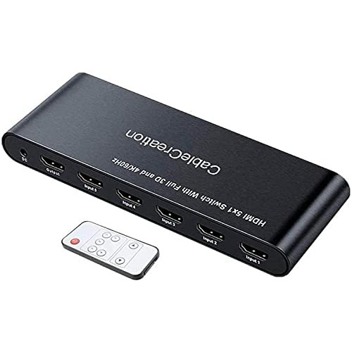 HDMI Switch 4K CableCreation 3 Ports Switcher Splitter 4K@60Hz,HDMI 1 Hub Support 3D Full HD 1080P Out 3x1 IR 원격 컨트롤러 Roku Blu-ray Player PS3/PS4/PS5