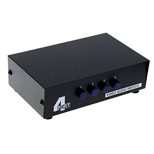 Optimal Shop 4 Port Input 1 Output Audio Video AV RCA Switch 4 Ways Selector Splitter Box