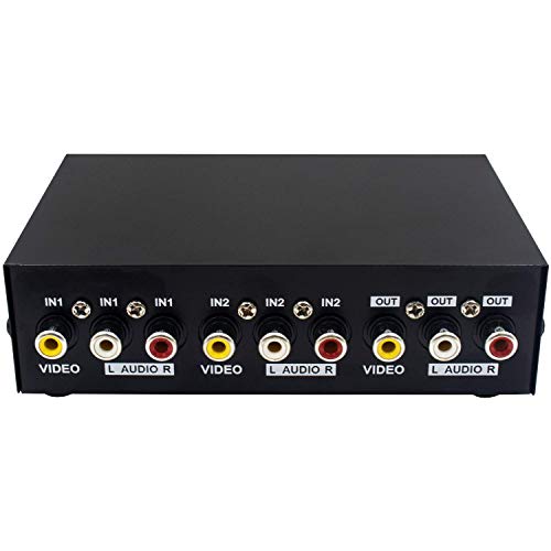 Duttek RCA Switch Box, 2 Port AV Switch Box, AV Selector Switch 2 in 1 Out Composite Video L/R Audio RCA Selector Box AV Switch Box Component RCA Switcher for DVD STB Game Consoles