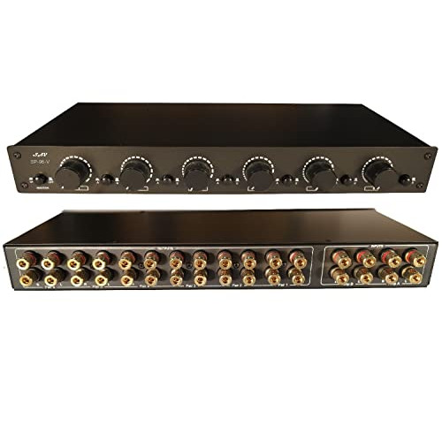 2 Amp x 6 Pair Speaker Selector Switch Switcher Volume Control, Commercial Grade Brass Jacks