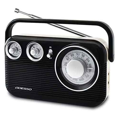 ADESSO(아뎃소) 라디오 AM FM 레트로 디자인 블랙 RA-601BK