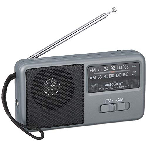 Ohm 전기 포터블 라디오 AM/FM 콤팩트 라디오 RAD-F1771M 07-9721 실버
