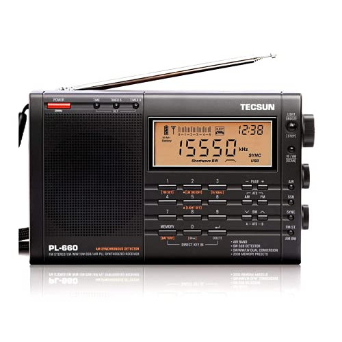 TECSUN PL-660 블랙 BCL 단파 라디오 FM/MW/SW/Air 일본어판 설명서 부속