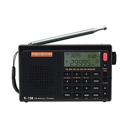 SIHUADON R-108 포터블 라디오 FM LW SW MW 에어 밴드 DSP리시버 LCD 배터리에 양호 옥내 및 옥외 activity의 부모님에의 선물 RADIWOW나와 만든다