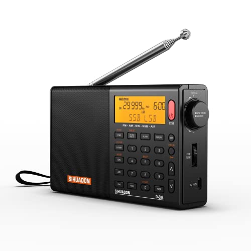 SIHUADON D-808 BCL SSB 라디오 FM AM 단파 장파 에어 밴드DSP RDS 고감도 포터블 라디오 오토 오프 기능 첨부 와 충전식 배터리 내장 배터리 구동 월드 밴드 라디오 clock 라디오