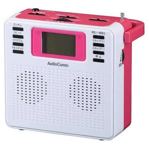Ohm 전기 AudioComm 포터블CD플레이어 CD라디오 스테레오 핑크 RCR-500Z-P 07-8957 OHM
