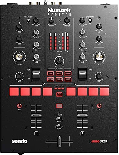 Numark M4 - 3-Channel Scratch DJ Mixer, Rack Mountable with 3-Band EQ, Microphone Input and Replaceable Crossfader with Reverse and Slope Controls