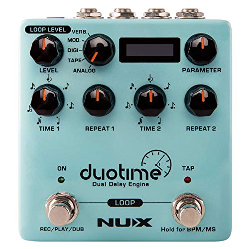 NUX Duotime Stereo Delay Pedal with Independent Time,Analog Delay,Tape Echo,Digital Delay,Modulation Delay and Verb Delay