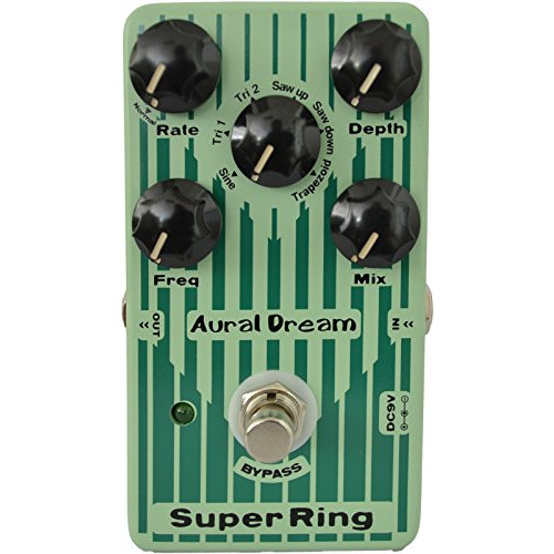 Aural Dream Super Ring Guitar Effect Pedal provides 2 ring modes and 6 modulation waveforms through adjusting Rate and fluctuating Depth to simulate Tubular Bell,Chime and Bells,True Bypass