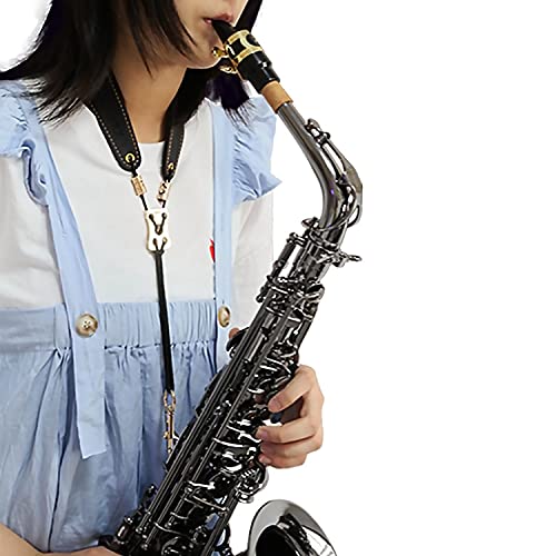 Rochix Saxophone Sax Black Neck Strap for Baritone Alto Tenor Soprano Sax,Super fiber,Metal Hook,Musical Instruments Accessories Parts