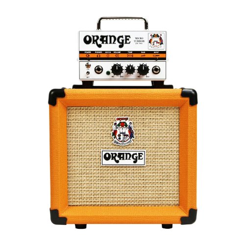 Orange Amps Micro Terror 20-Watt Tube Preamp Compact Tube Amp with Guitar Cabinet and Cable Bundle (3 Items)