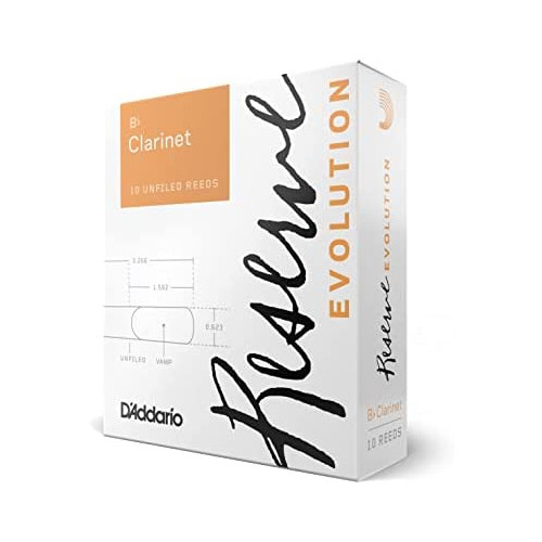 DAddario Woodwinds Reserve Evolution Bb Clarinet Reeds, Strength 3.5+, 10-Pack (DCE10355)