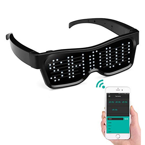 alavisxf xx LED Glasses 블루투스 APP Connected Display Smart USB Rechargeable DIY Funky Eyeglasses Party 클럽 DJ 할로윈 Christmas Text Graffiti Animation 뮤직 Rhythm