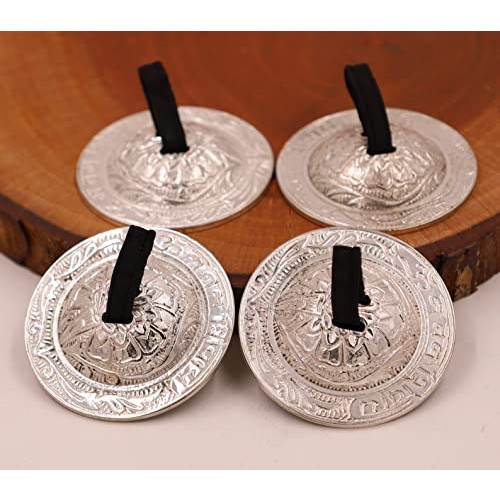 DharmaObjects 2 Pairs Pro Silver Fingers Cymbal Zills Belly Dancing