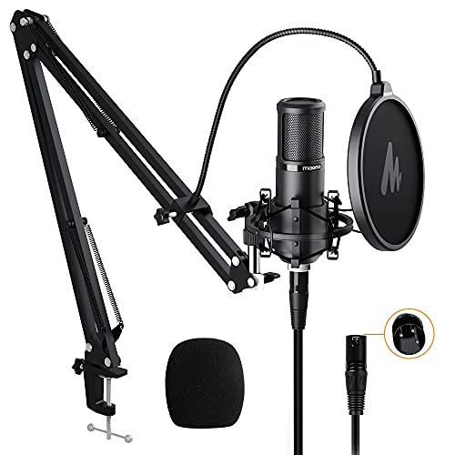XLR Condenser Microphone Kit, MAONO Professional Cardioid Studio Condenser Recording Mic for Streaming, podcasting, Singing, Voice-Over, Vocal, Home-Studio, YouTube, Skype, Twitch