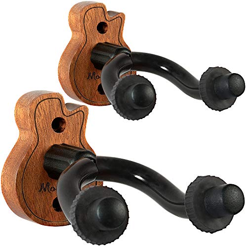 Guitar Wall Mount Hanger 2팩 Moodve Mahogany Hook Holder Stand 베이스 Electric Acoustic Ukulele Red