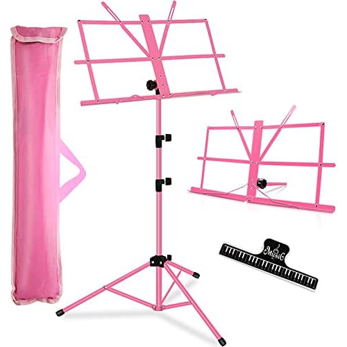 Music Stand Kasonic 2 1 Dual-Use 폴딩 Sheet 뮤직 & Desktop Book Portable 경량 클립 Holder Carrying 가방 Suitable Instrumental Performance