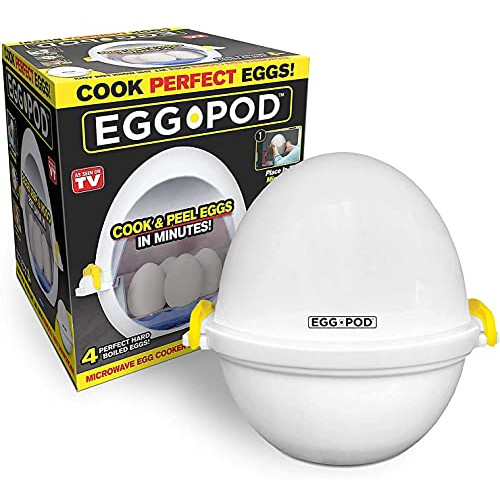 EGGPOD Emson Egg Cooker 무선 Microwave Hardboiled Maker Boiler & Steamer 4 Perfectly-Cooked Hard boiled Eggs Under 9 minutes As Seen On TV