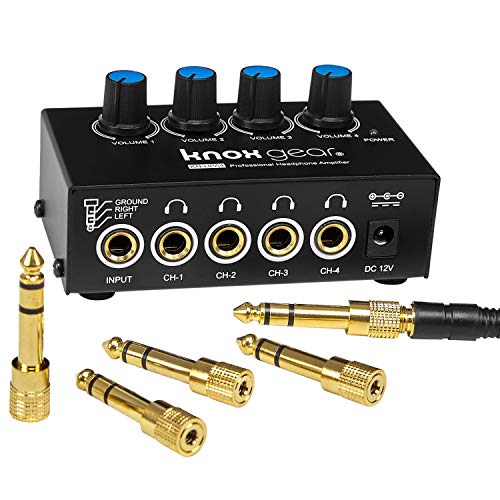 Knox portable Headphone Amplifier mixer 4 Channels Metal Stereo Audio Amplifier, Balanced Headphone Output Audio Input, 4 Channels Amp Metal Stereo Audio Amplifier, Mini Headphone Splitter dac