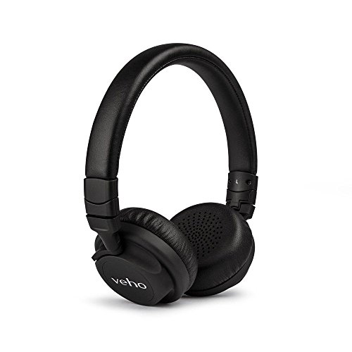 Veho Z-4 On-Ear Wired Headphones | Foldable Design | Leather Finish | Microphone | Remote Control - Black (VEP-009-Z4) Headphone