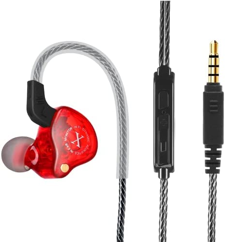 UrbanX iX2 Pro Dynamic Hybrid Dual Driver in Ear Musicians Earphones with Mic Tangle-Free Cable in-Ear Earbuds Headphones for Wiko Y80
