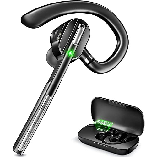 Dechoyecho Bluetooth Headset V5.1, Wireless Headset with Battery Display Charging Case, Bluetooth Earpiece with Noise Canceling Mic for Driving, Office, Business, Compatible with Cell Phone and PC